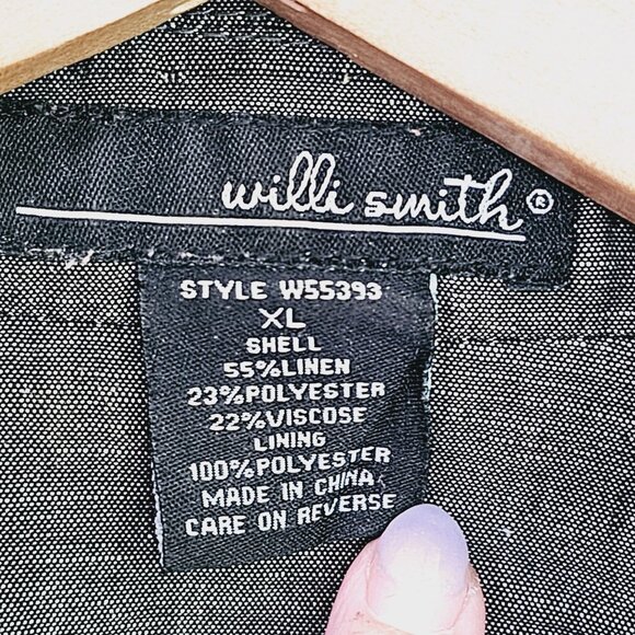 Willi Smith Womens Blazer Jacket XL 3 Button Black Linen Blend 《941》J - Picture 5 of 6